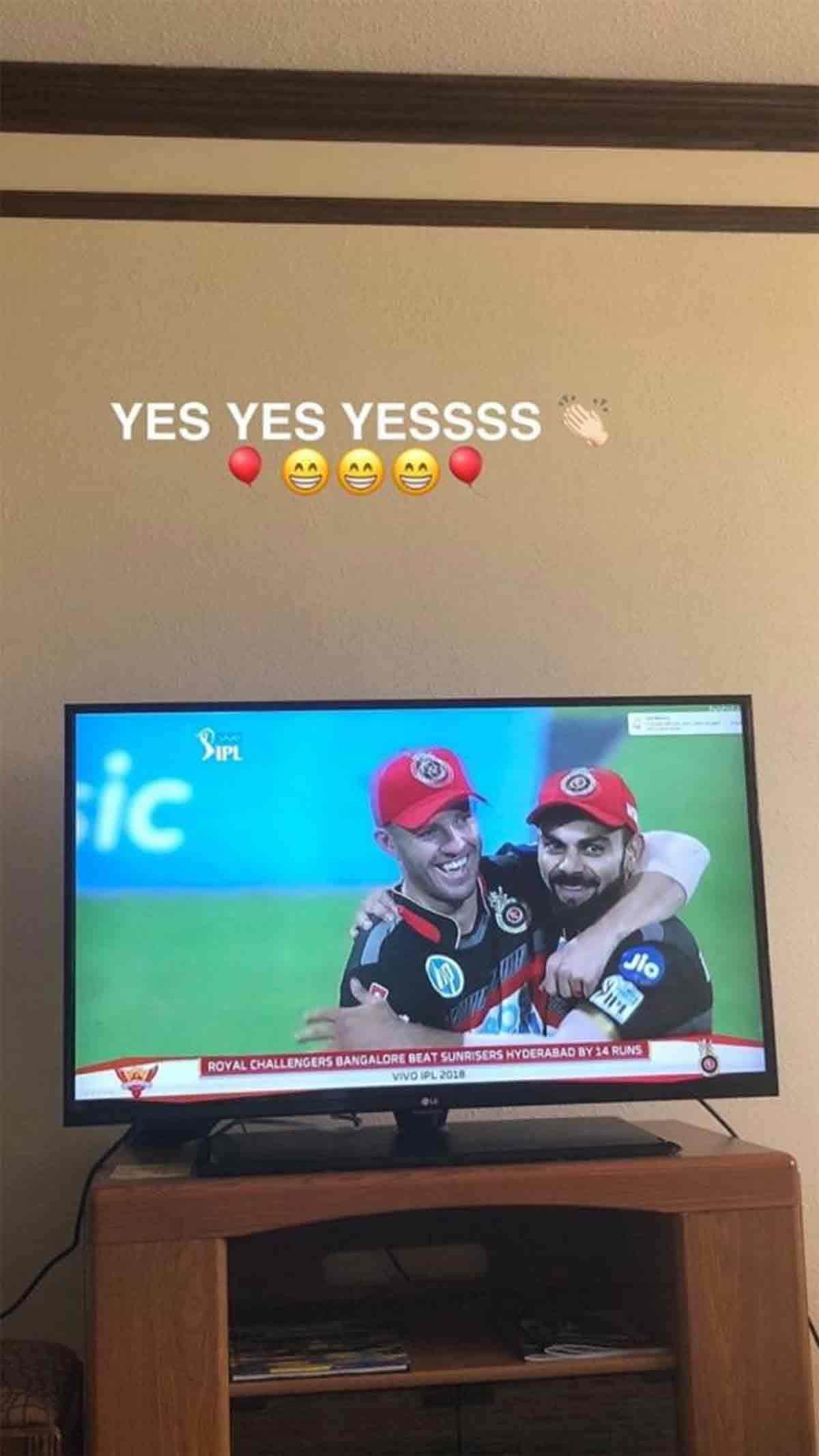 anushka sharma supports virat kohli and rcb from the sets of zero
