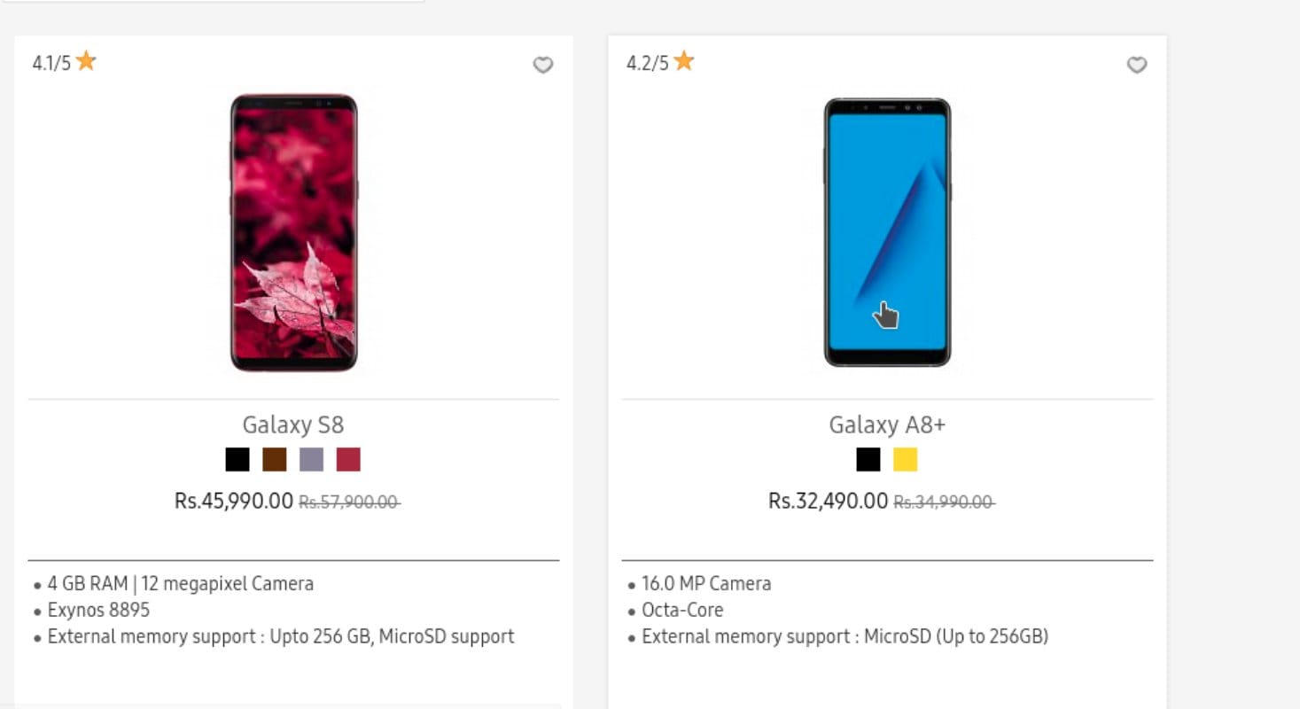 Samsung Galaxy S8, Galaxy A8 plus