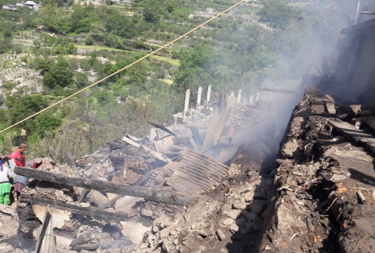 Houses gutted in fire at Pangi Village in Kalpa Kinnaur