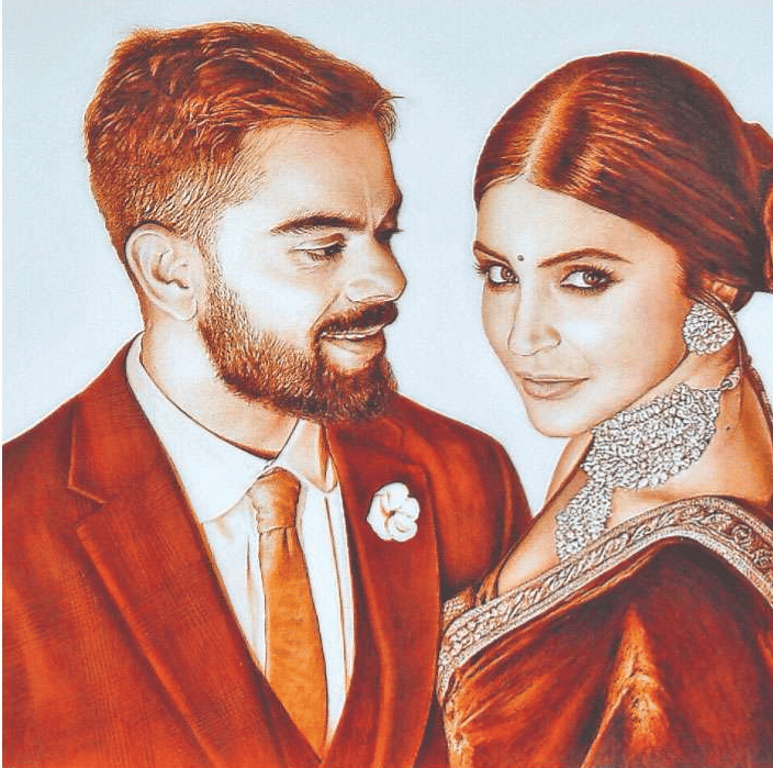 Artist Suvigya Sharma made Anushka Sharma and Virat Kohli painting