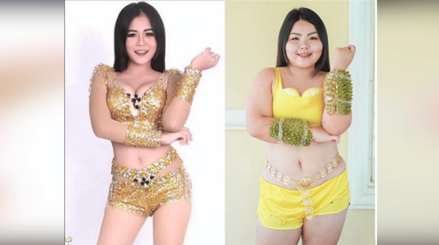 thailand fashion model wearing dress which is made by food items