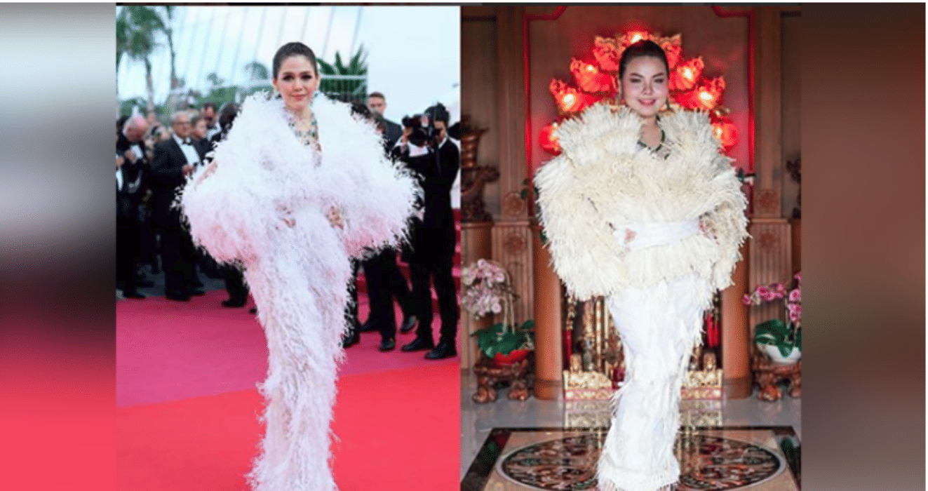 thailand fashion model wearing dress which is made by food items