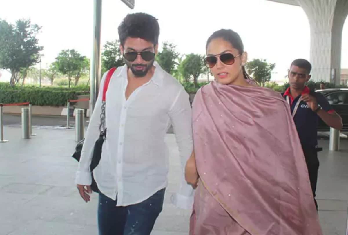 shahid kapoor and mira kapoor with babu bump spot in airport