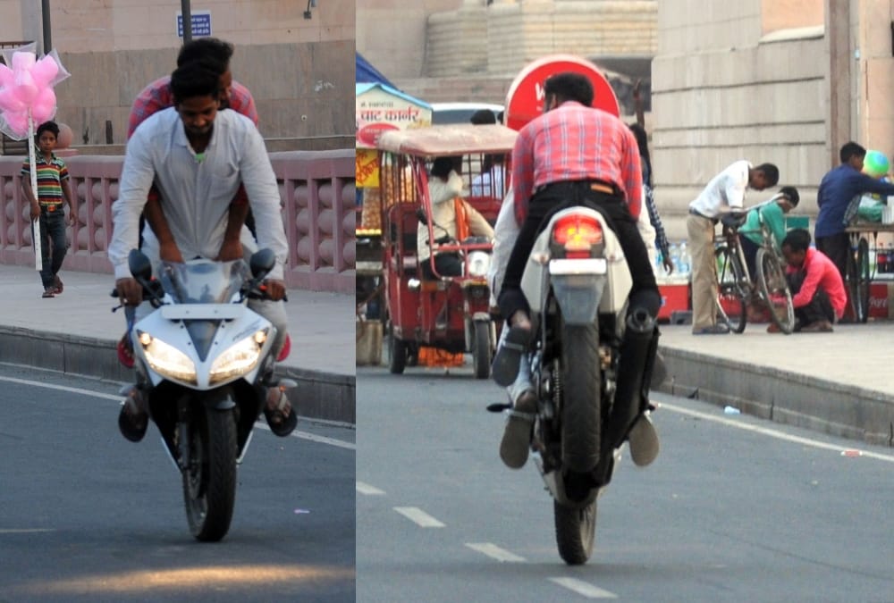 stunt on roads in gomati nagar in lucknow.