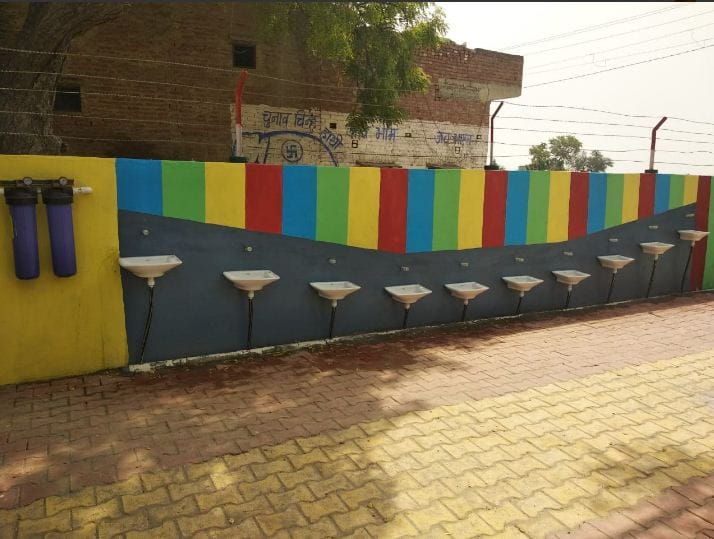 Wash basin according to height of students in primary school   Kithaut 