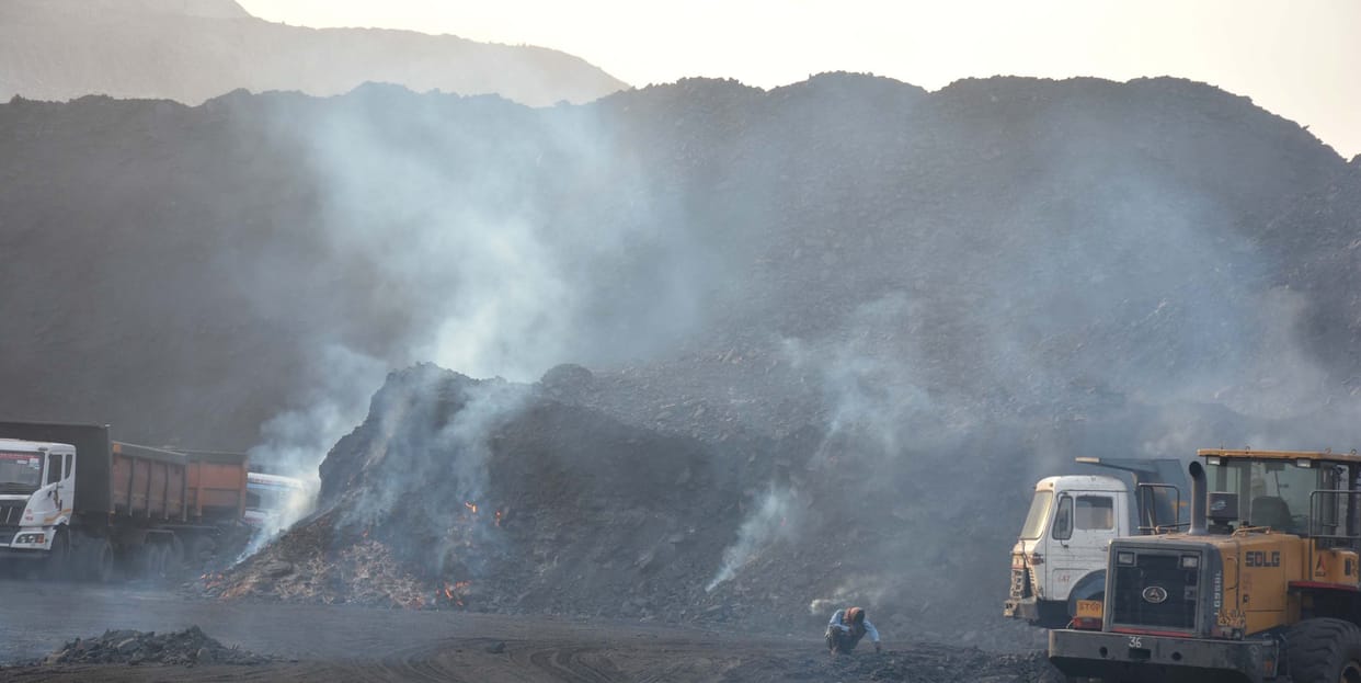 Sonebhadra NCL two coal stock caught fire