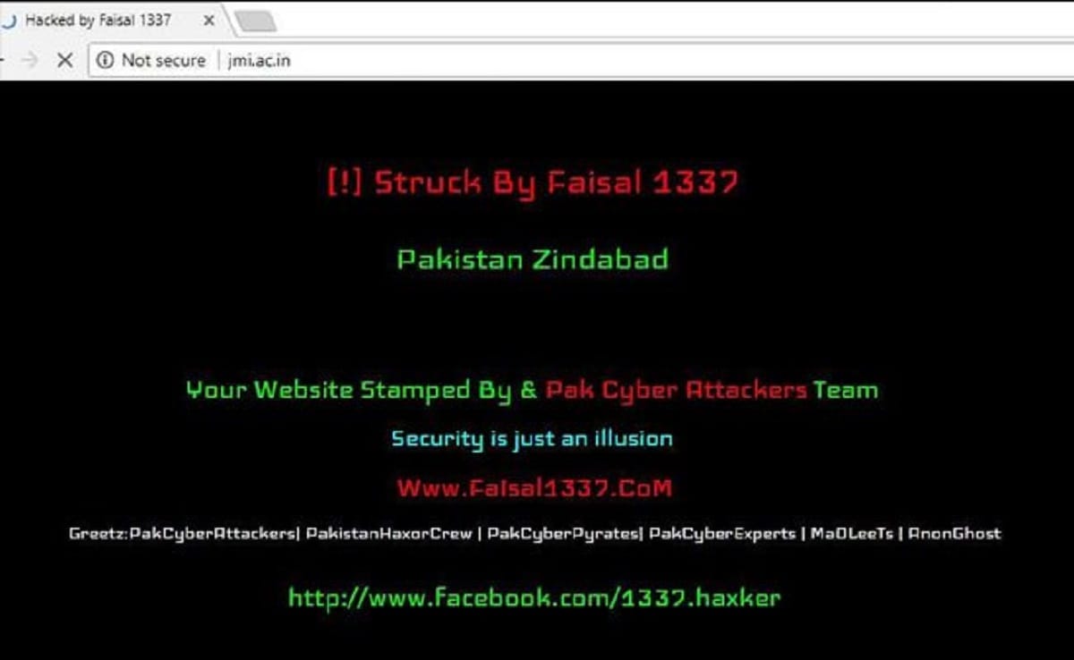 Jamia Millia website hacked third time, this time hacker write its name