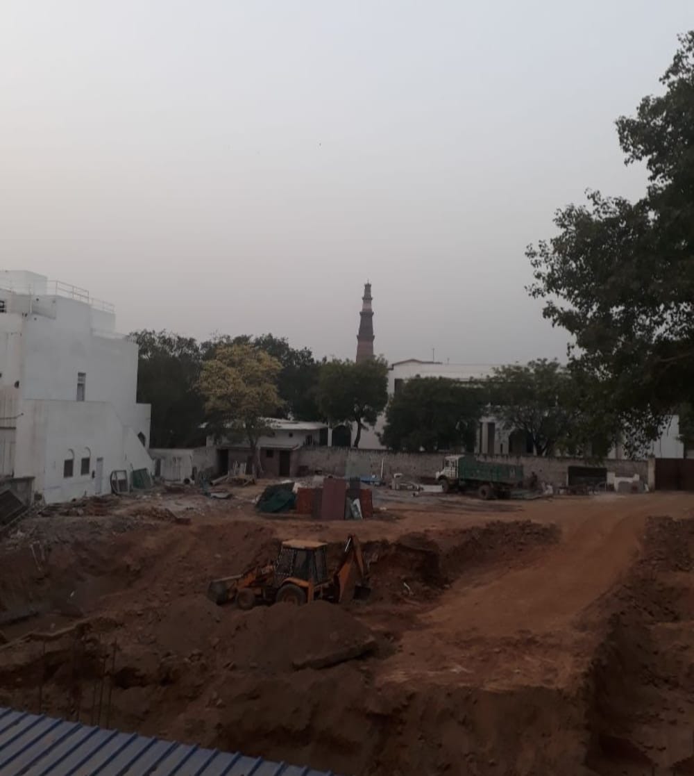 without permission Landholder is doing Construction work near global heritage Qutb Minar