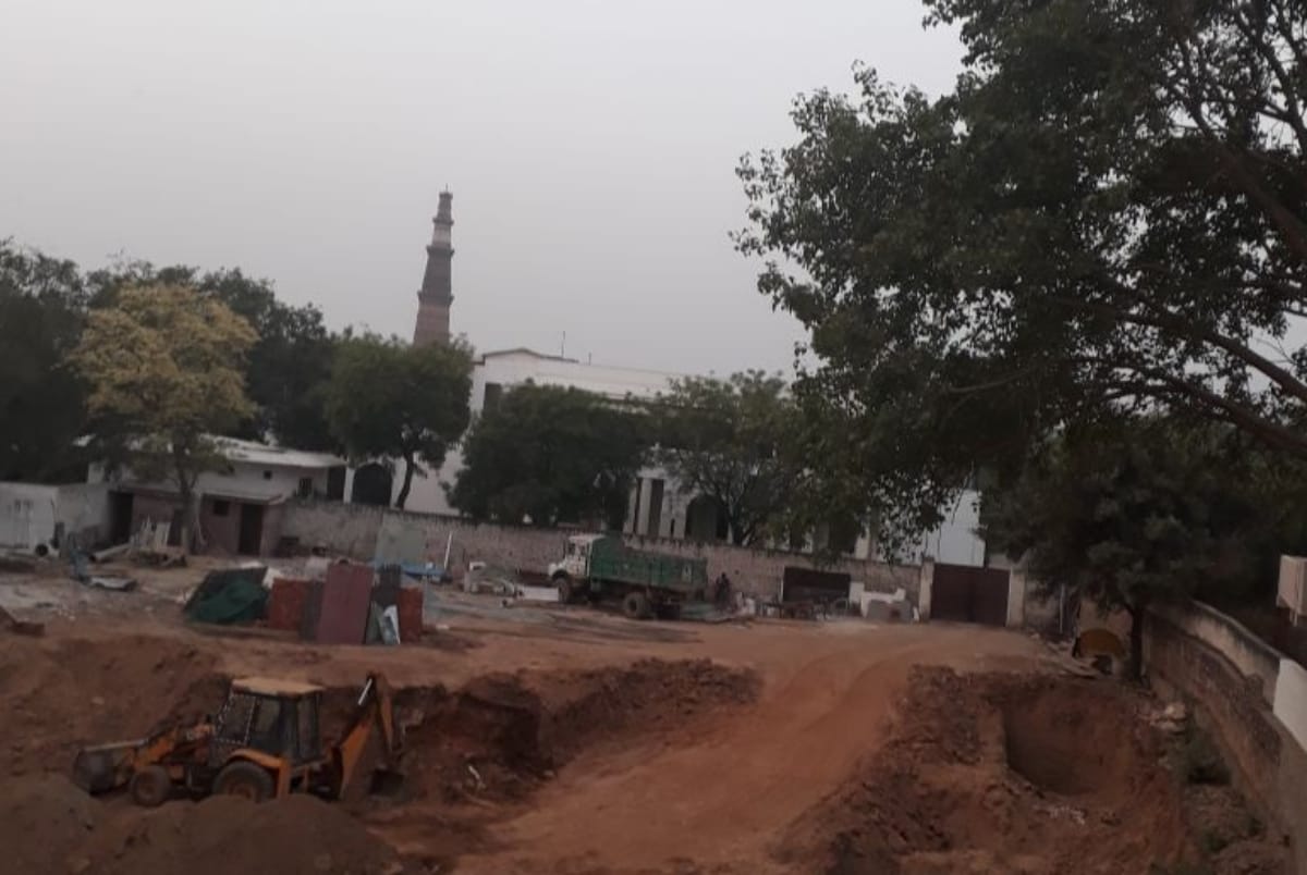 without permission Landholder is doing Construction work near global heritage Qutb Minar