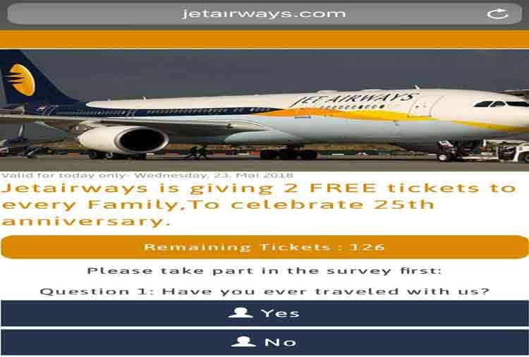 jet airways viral message for free tickets is fake here is the truth