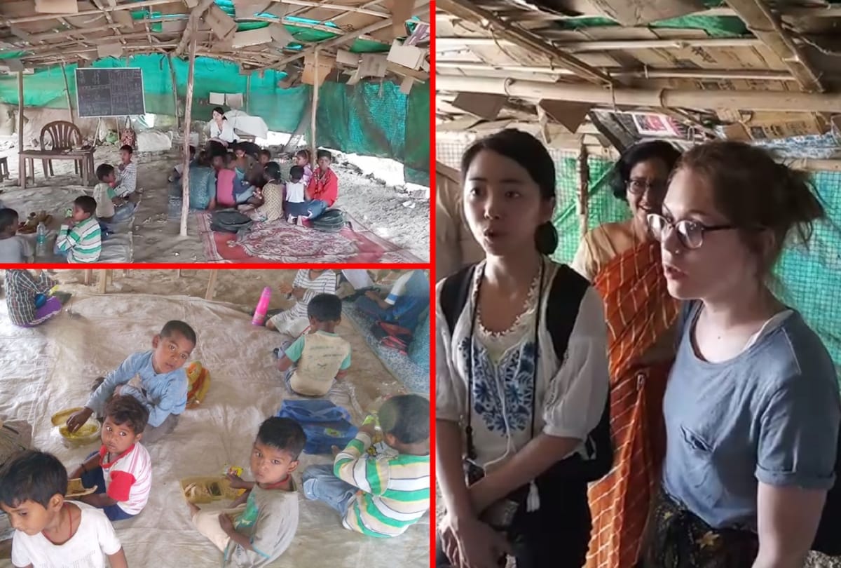 police caught 2 foreign girls to teaching local boys in hut at faridabad