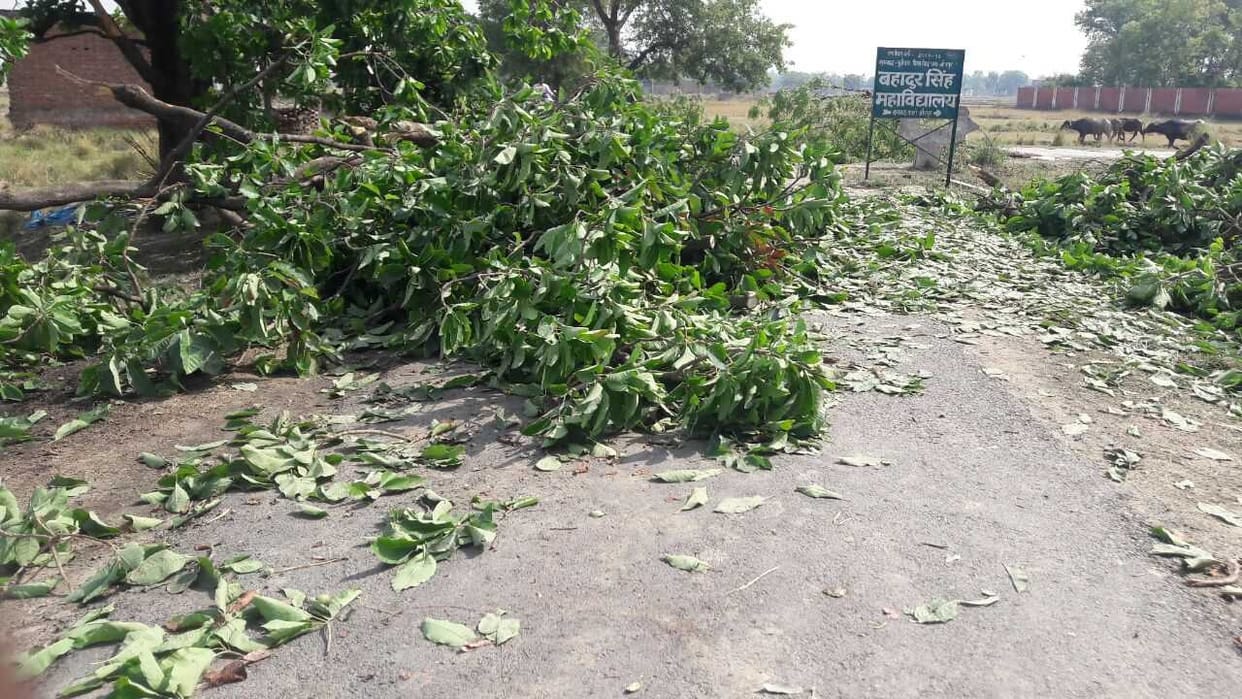 बिजली के 69 पोल टूटे, 100 गांवों में आपूर्ति ठप