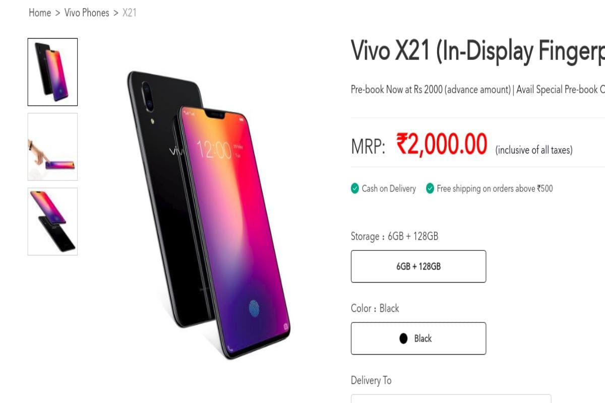 Vivo X21 Now Available in India to Pre-Book Ahead of May 29 Launch