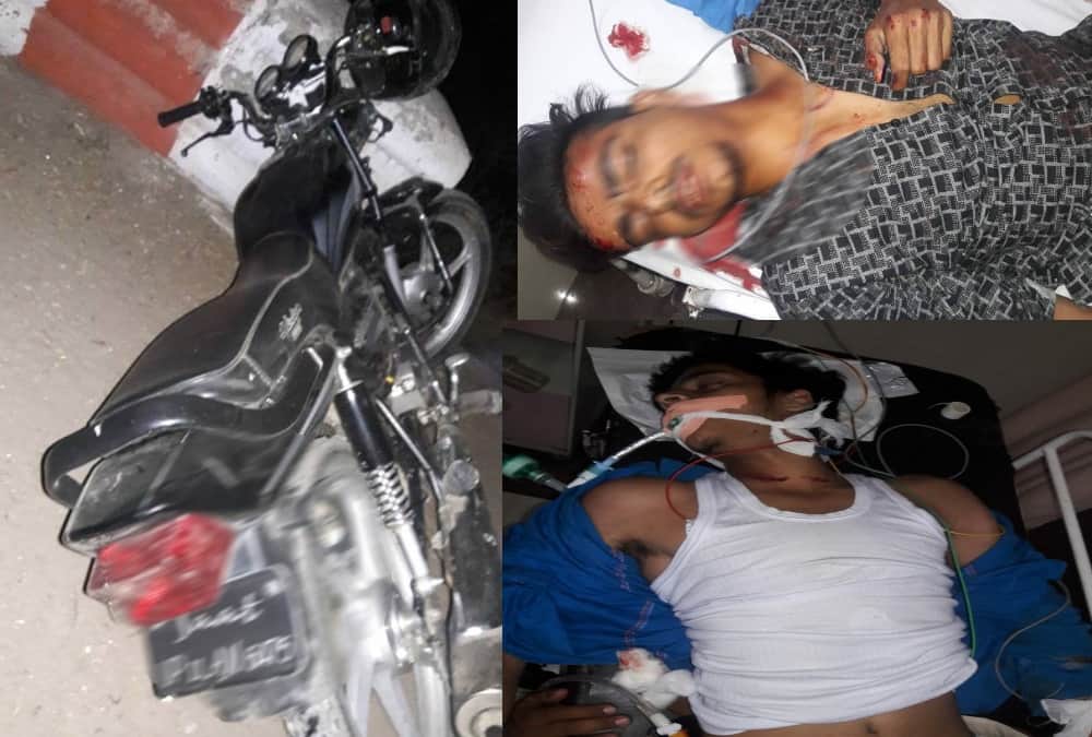 Bus and bike accident in dehradun two boys injured photos