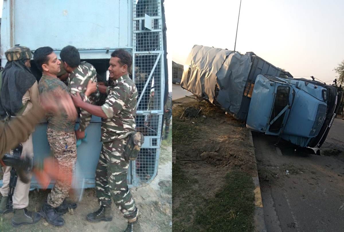 CRPF jawans injured as vehicle turned turtle in srinagar