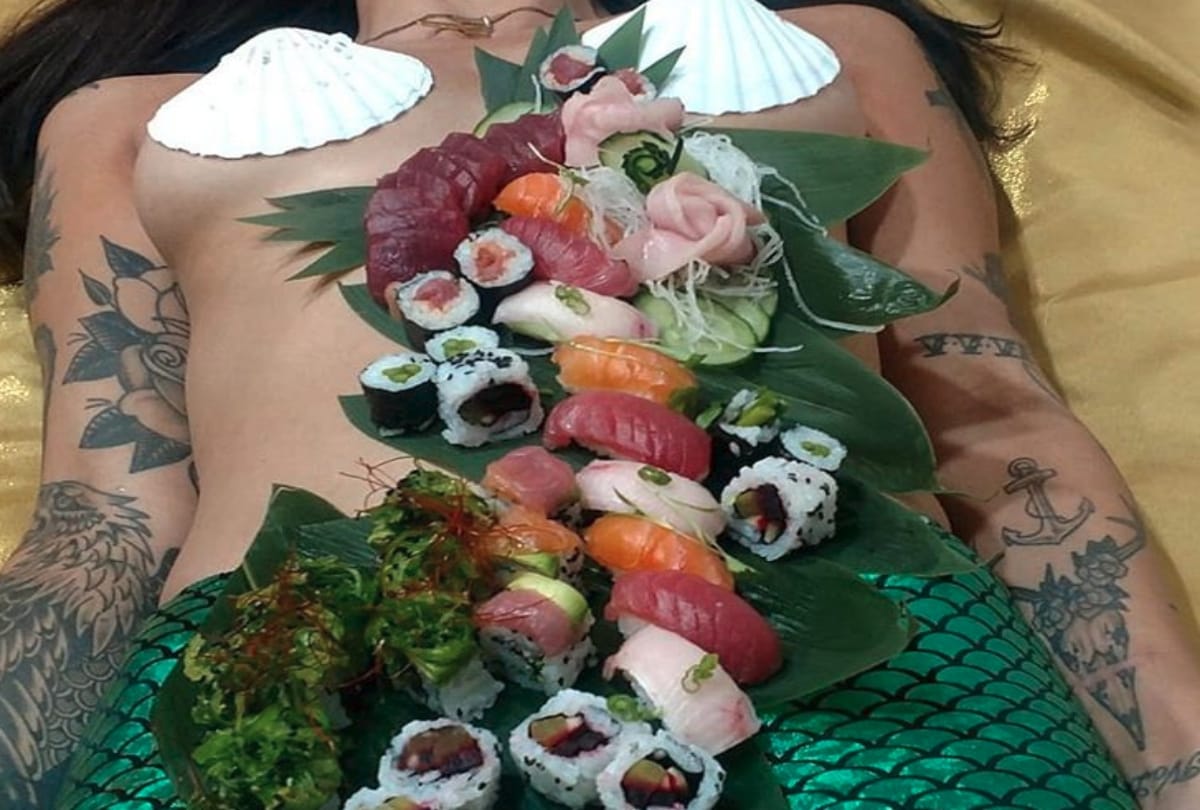 Nyotaimori Is Japanese Tradition Of Serving Food On Nude Women