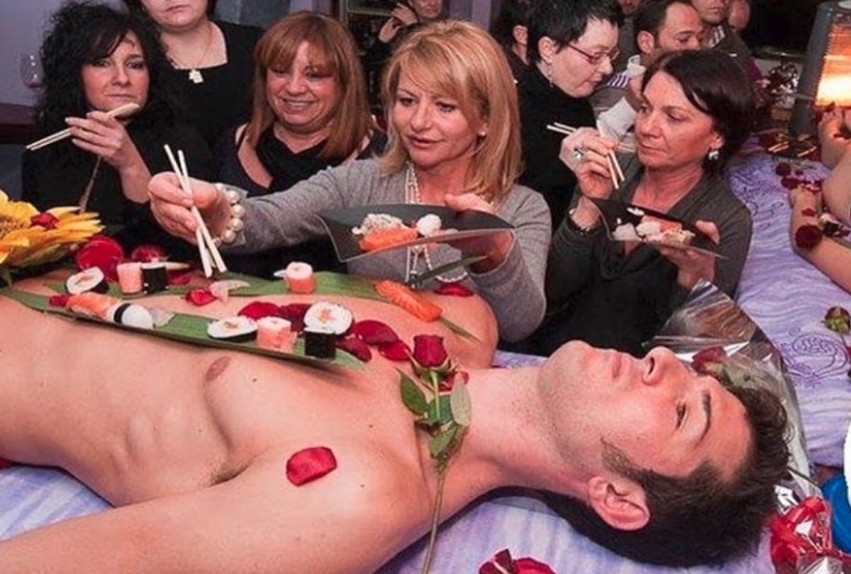 Nyotaimori Is Japanese Tradition Of Serving Food On Nude Women