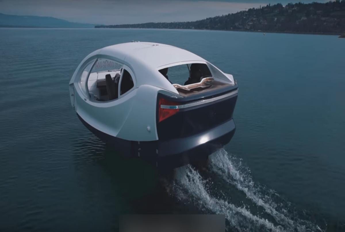 The Sea Bubble car flying on the river take a ride you will forget to walk on the ground