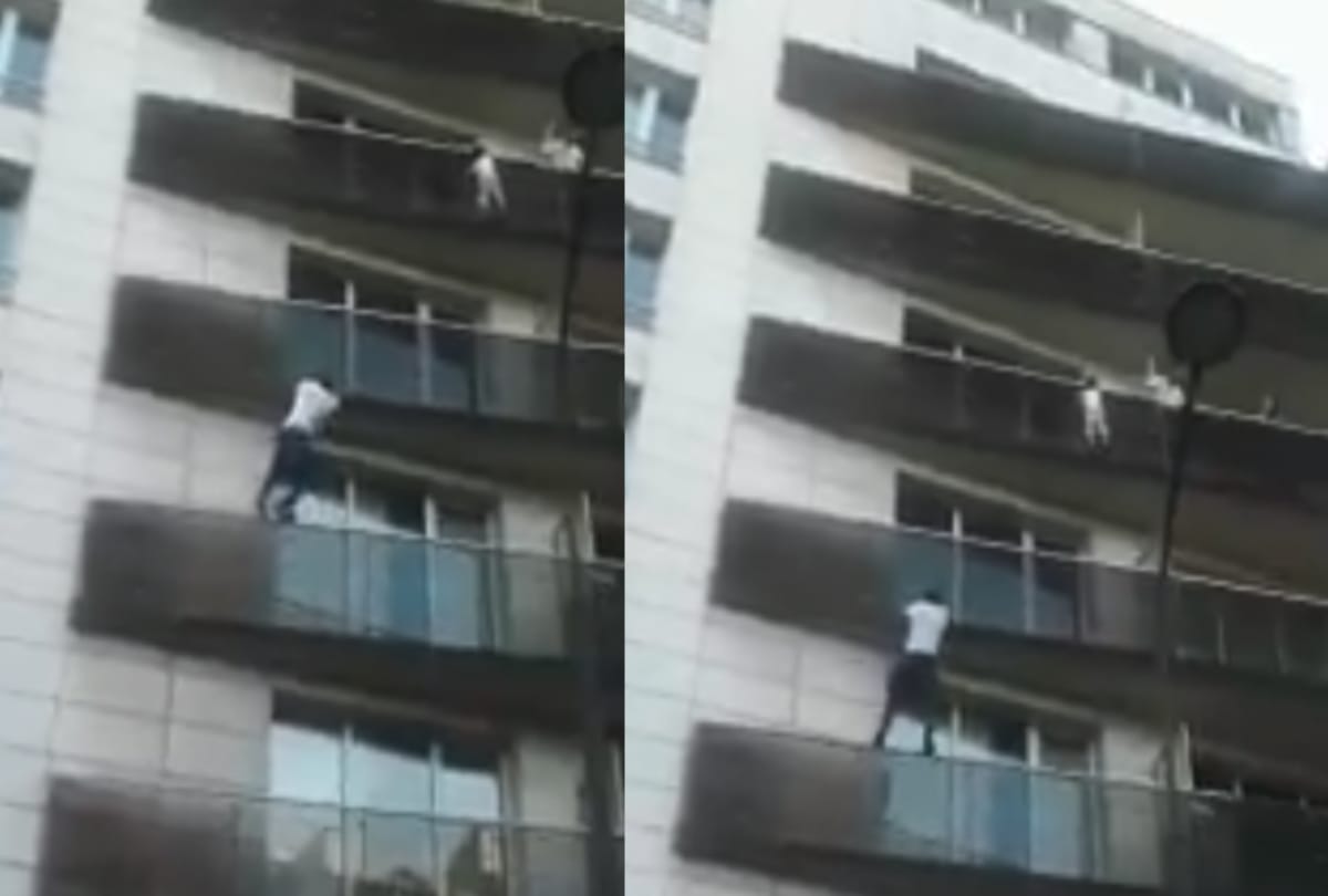 22 years old boy saved kids life like a Spiderman in France 