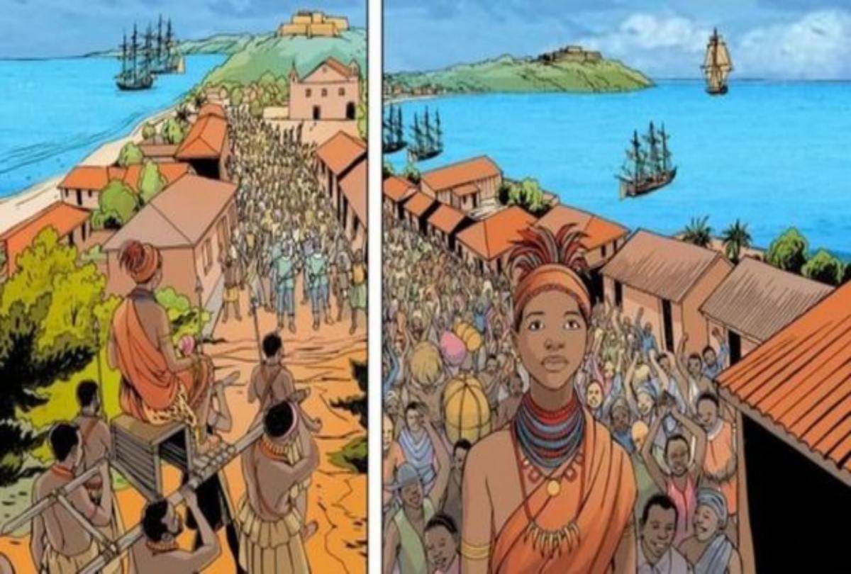 After making sexual relations the queen of angola burnt alive her slave  