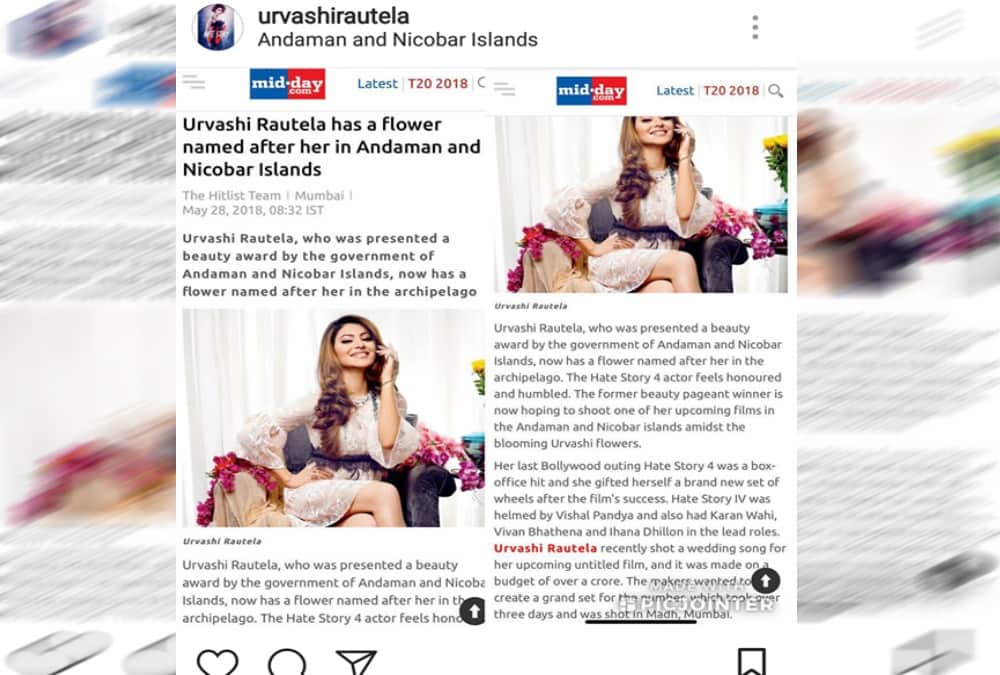 Hot diva urvashi rautela name as flower in Andaman and Nicobar Islands