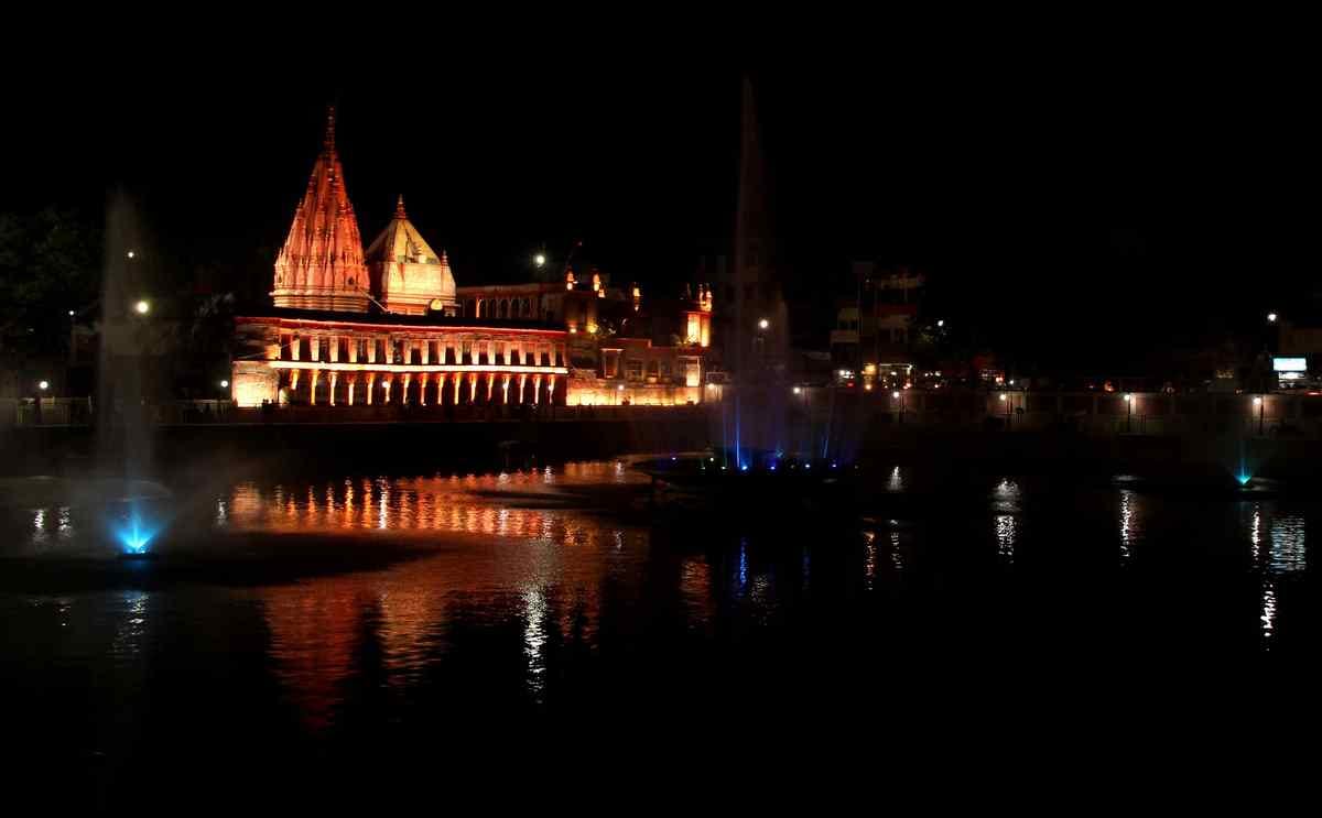 Heritage of varanasi is decorating with light