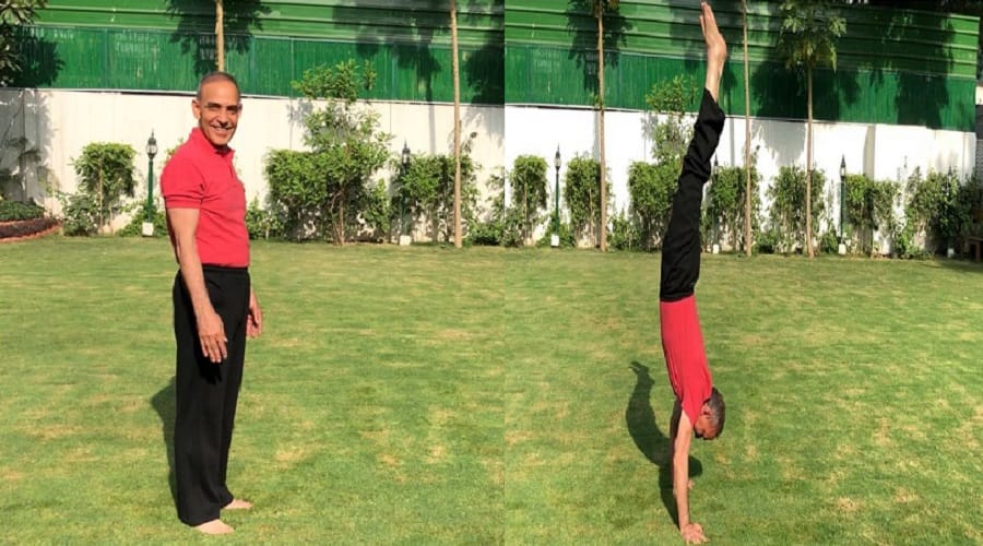 Union Minister of Human Resources posted Yoga Fitness Video on social media