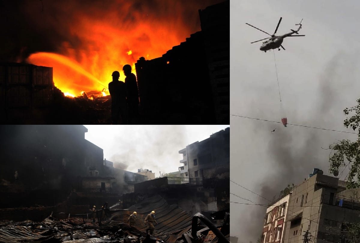 malviya nagar fire: more than 15 hours fire flames continue people spend night in park owner arrest