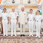 president of india ramnath kovind met crew of INSV Tarini in delhi