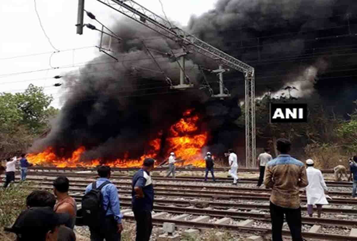 A fire broke out near railway track of Anwarganj railway station
