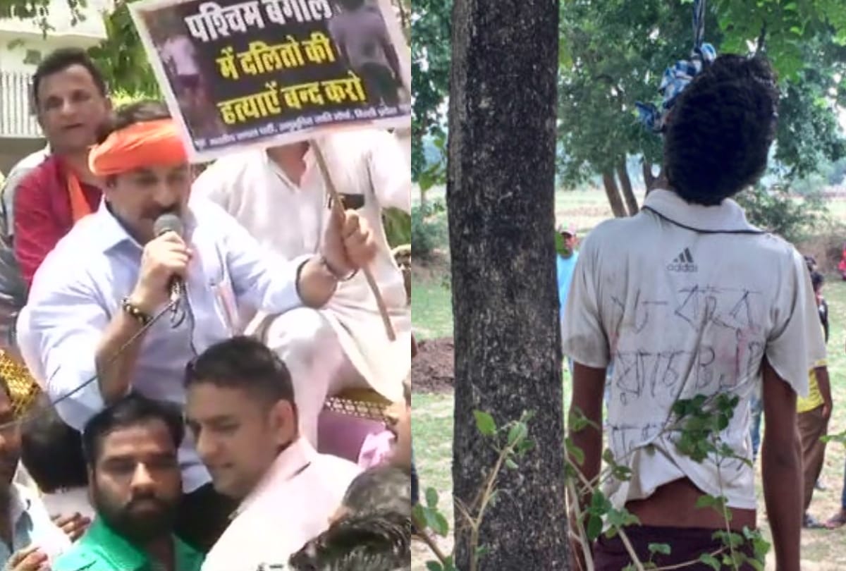 bjp sc morcha protest in delhi against mamta government bjp leader body found hanging in purulia