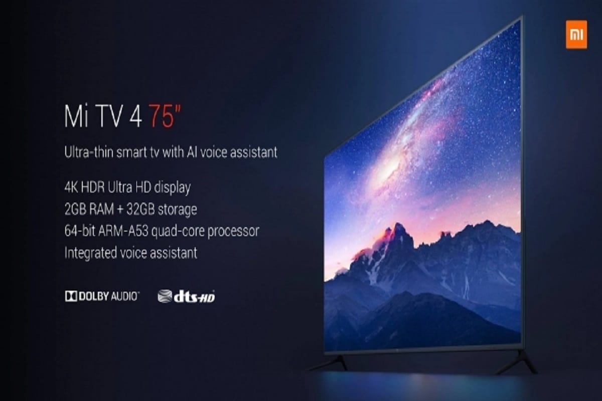 Xiaomi Mi TV 4 With 75 Inch 4K HDR Display Launched in China, Knwo price and fetures