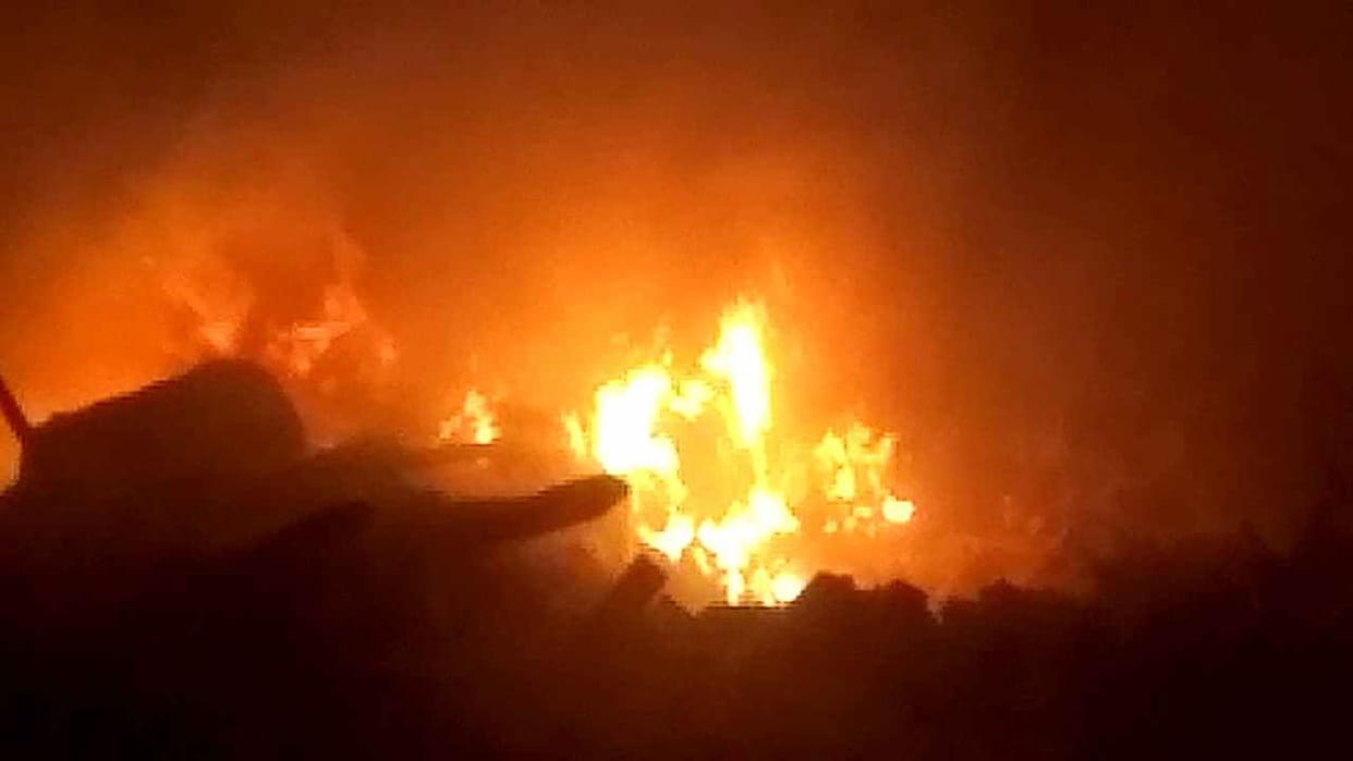 Fire in godown near railway station at varanasi