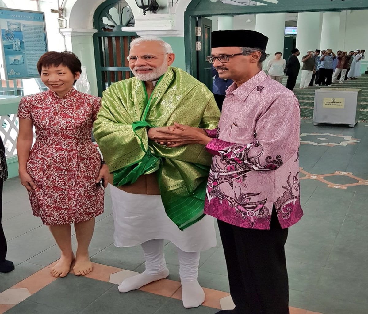  PM narendra modi visiting the Changi Naval Base on board INS Satpura