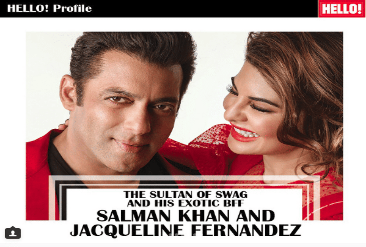 salman khan and jacqueline fernandez pose for the cover of hello june edition