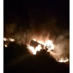 driver died due to burning heavy vehicle