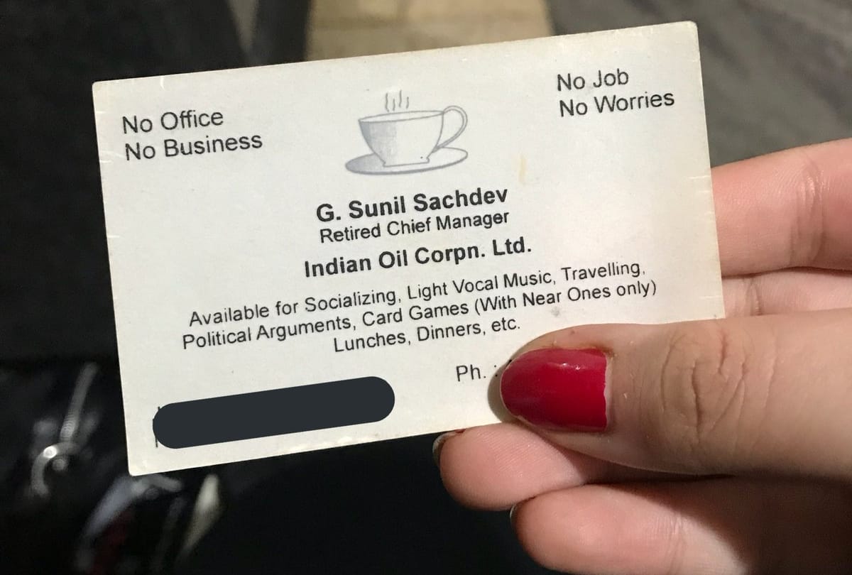 a business card of retired chief manager going viral as it contains hilarious content 