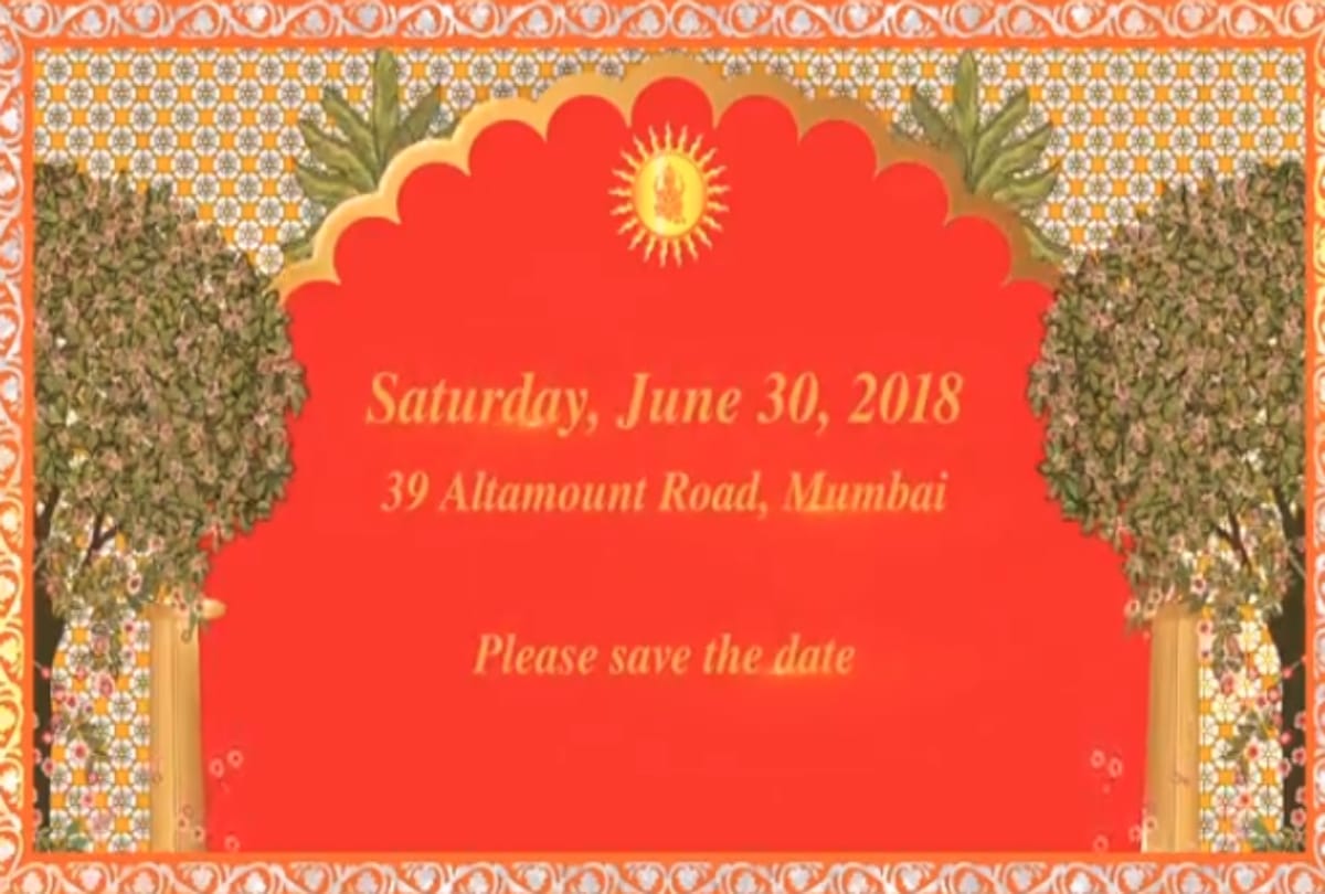 Mukesh Ambani Sends Digital Card For Son Akash Ambani Engagement With Shloka Mehta On 30th June