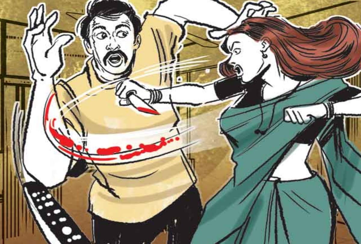 wife attacked her husband with a knife for To talk boyfriend