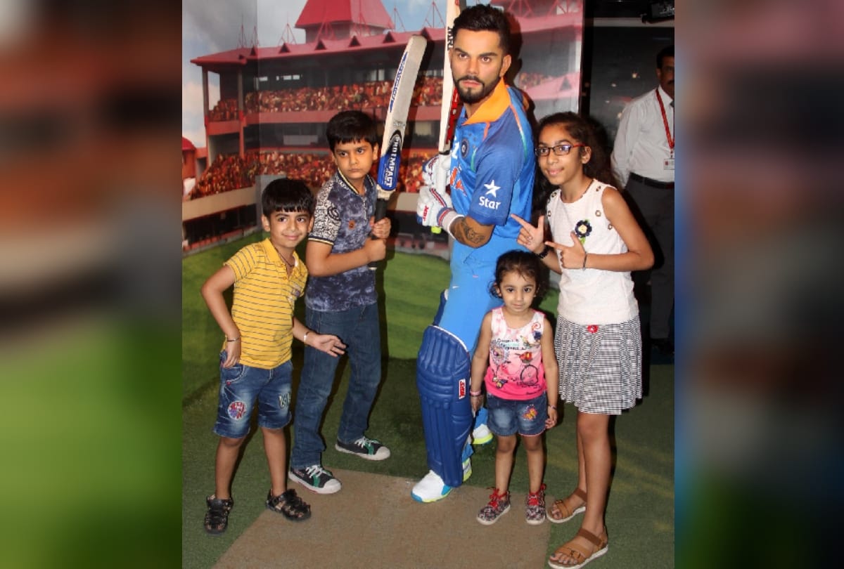 Indian cricket captain virat kohli wax statue in madame tussaud museum in delhi