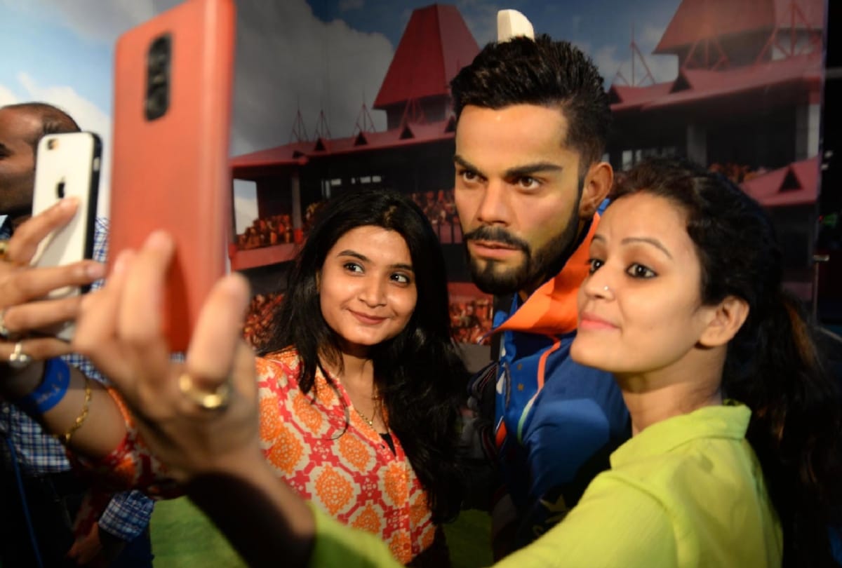 Indian cricket captain virat kohli wax statue in madame tussaud museum in delhi