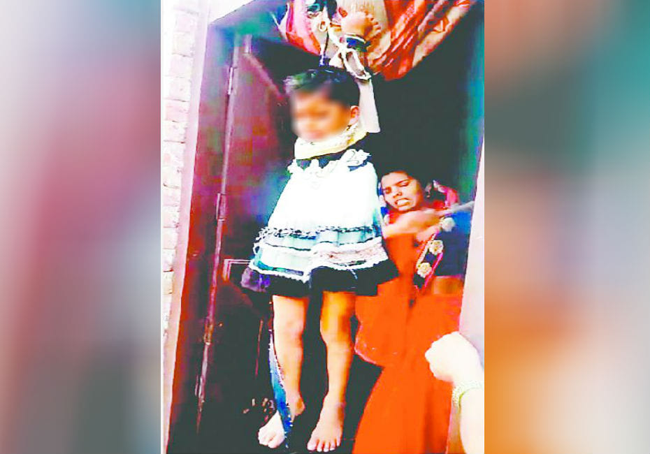 mother brutally beaten three year old daughter video goes viral in mathura