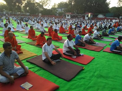 pre yoga rehearsal of international yoga day 2018