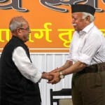 आरएसएस कार्यक्रम के दौरान भागवत और प्रणव मुखर्जी