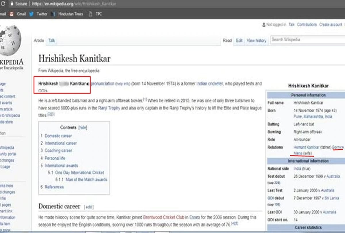 Ex Team India player Hrishikesh Kanitkar faces abusive language on his Wikipedia page