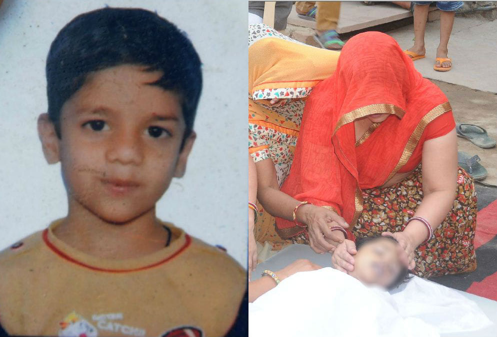 Four year old child died due to falling in drain