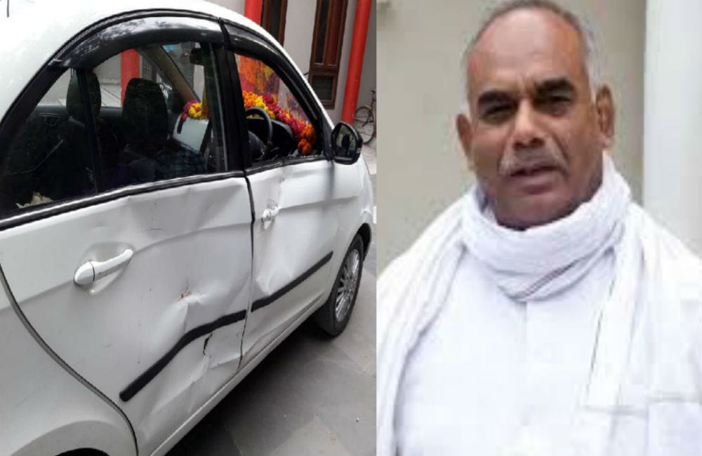 Truck collided with Car of SP MLA Hariom Yadav on highway