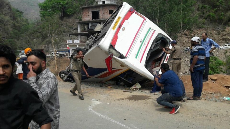 Up pilgrims bus accident on badrinath highway two passengers died