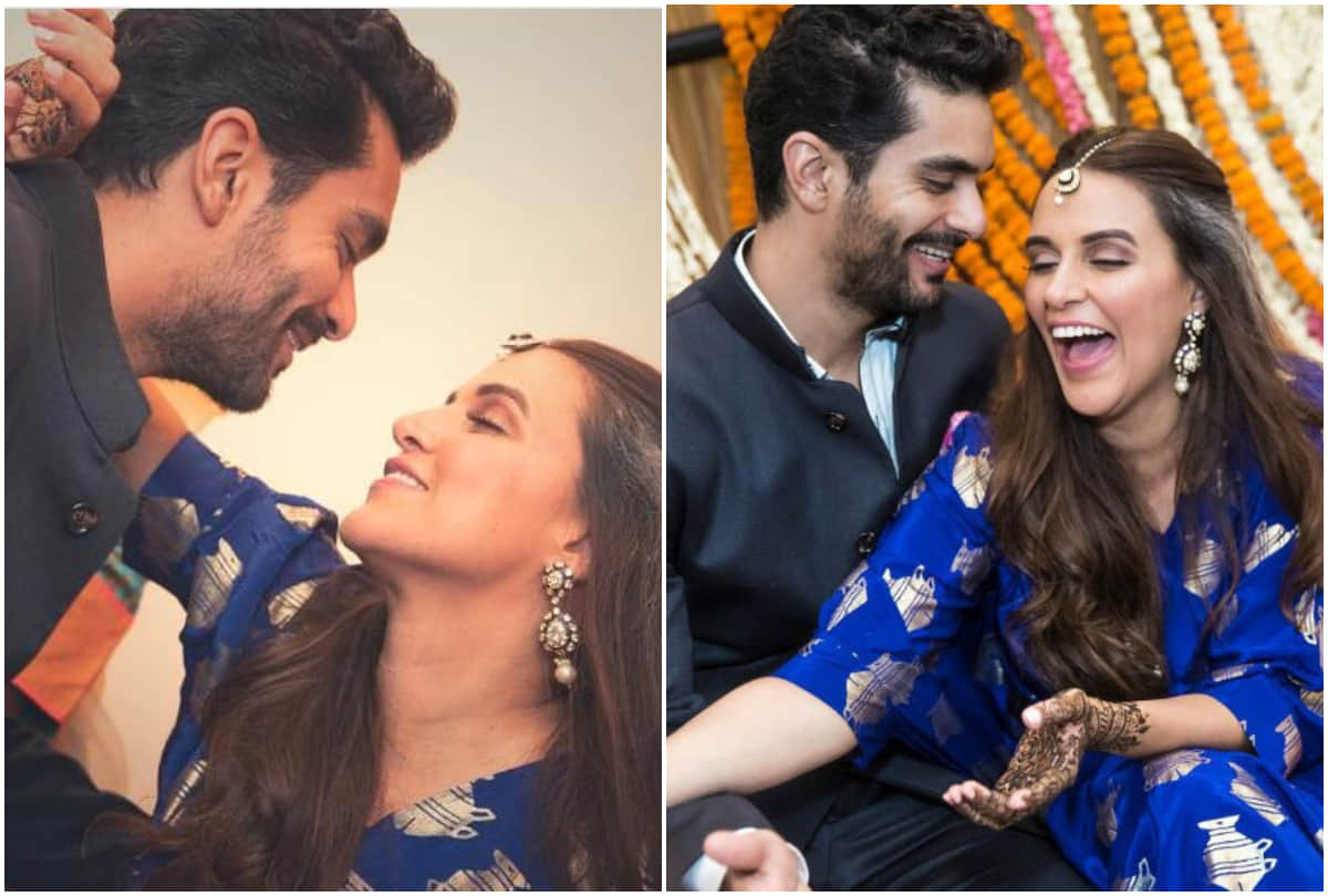 Neha Dhupia and Angad Bedi shared a romantic picture as completed a month of being married