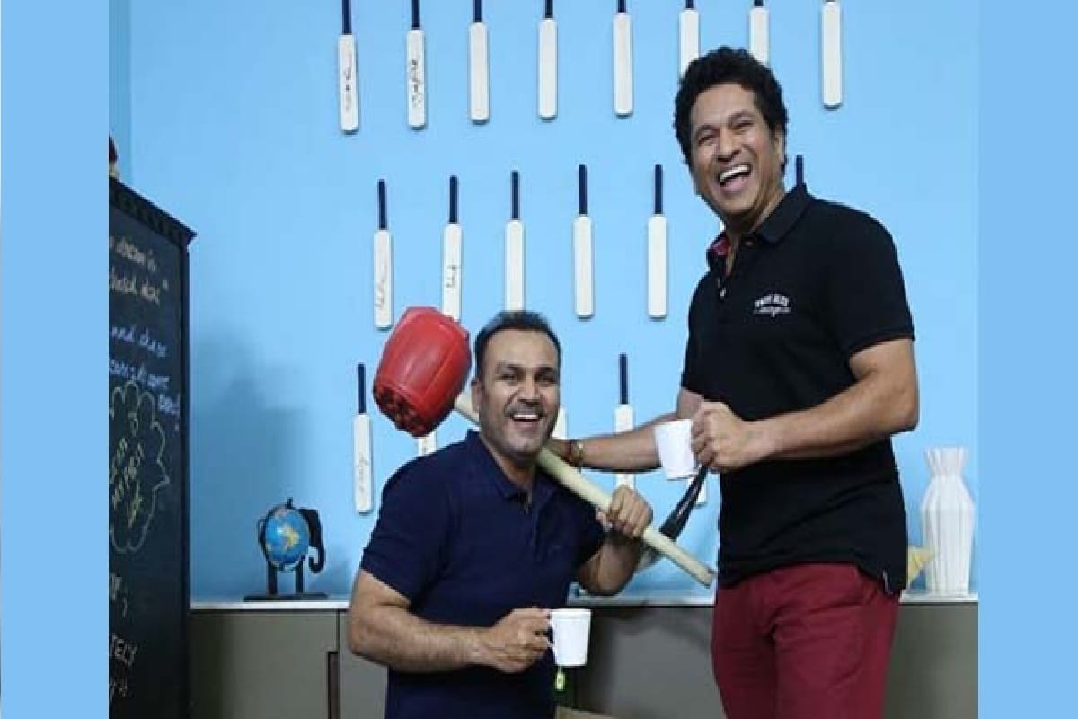 virender sehwag and sachin tendulkar pic viral as being ram and hanuman with hammer